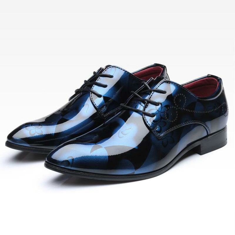 Pantofi Oxford din Piele Lacuita pentru Barbati Pantofi de Rochie Barbati Pantofi Formali Cu varf Ascutit Pantofi de Mireasa Business Marimea Plus 50 Pantofi de Rochie