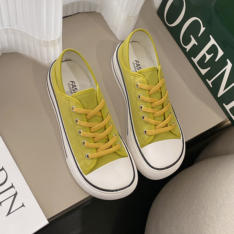 Pantofi de pânză cu cap rotund, mango, leneș, leneși, cu șireturi, de vară, pantofi singuri respirabili, stil pentru femei