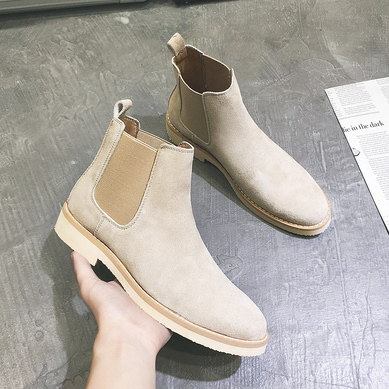 Yomior Νέα Ανοιξιάτικα Vintage Ανδρικά Casual Παπούτσια Cow Suede Υψηλής Ποιότητας Φόρεμα Μποτάκια Αστραγάλου Μυτερή Βρετανική Chelsea Boots Χειροποίητα