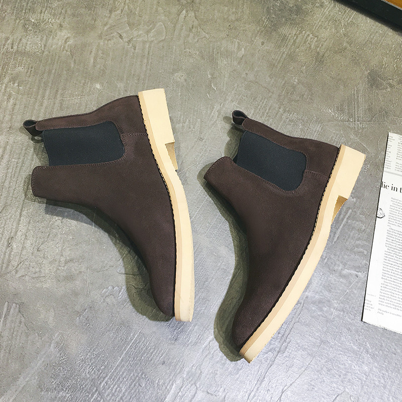 Yomior Νέα Ανοιξιάτικα Vintage Ανδρικά Casual Παπούτσια Cow Suede Υψηλής Ποιότητας Φόρεμα Μποτάκια Αστραγάλου Μυτερή Βρετανική Chelsea Boots Χειροποίητα