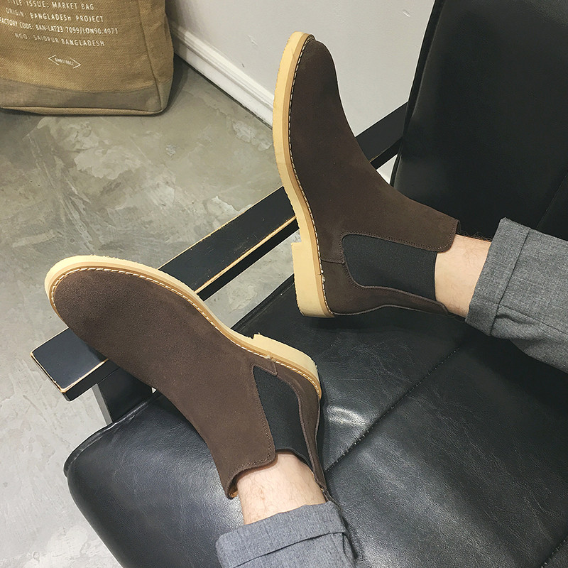 Yomior Νέα Ανοιξιάτικα Vintage Ανδρικά Casual Παπούτσια Cow Suede Υψηλής Ποιότητας Φόρεμα Μποτάκια Αστραγάλου Μυτερή Βρετανική Chelsea Boots Χειροποίητα