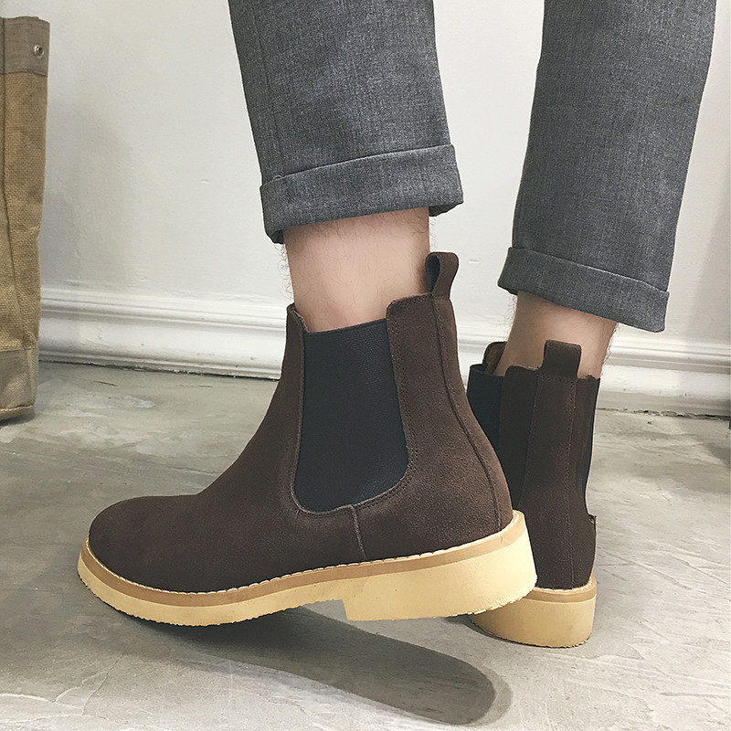 Yomior Νέα Ανοιξιάτικα Vintage Ανδρικά Casual Παπούτσια Cow Suede Υψηλής Ποιότητας Φόρεμα Μποτάκια Αστραγάλου Μυτερή Βρετανική Chelsea Boots Χειροποίητα