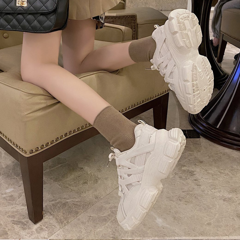 Pantofi pentru femei cu platformă grosime, plasă, designeri, modă, cu șireturi, pantofi casual pentru femei, pantofi vulcanizați albi pentru femei, confortabili BC662