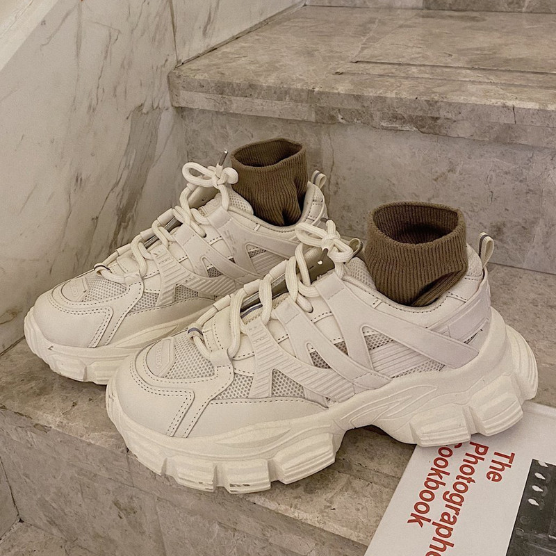 Pantofi pentru femei cu platformă grosime, plasă, designeri, modă, cu șireturi, pantofi casual pentru femei, pantofi vulcanizați albi pentru femei, confortabili BC662