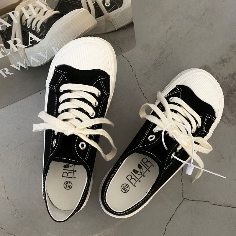 Πλατφόρμα Vulcanize Παπούτσια Γυναικεία αθλητικά αθλητικά παπούτσια φθινόπωρο Harajuku 2023 Tennis Female Flats Kawaii Black Skateboard