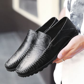 Мъжки ежедневни обувки Луксозна марка 2020 г. Кожени мъжки мокасини Мокасини Дишащи черни обувки без приплъзване Големи размери 37-46