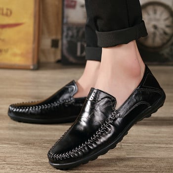 Мъжки ежедневни обувки Луксозна марка 2020 г. Кожени мъжки мокасини Мокасини Дишащи черни обувки без приплъзване Големи размери 37-46