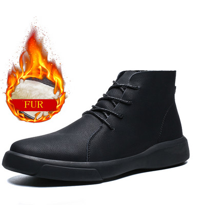 Blană de iarnă Cizme Chelsea calde pentru bărbați Cizme vintage din piele intoarsa de marcă de modă Cizme de lucru pentru exterior Cizme cu talpă moale