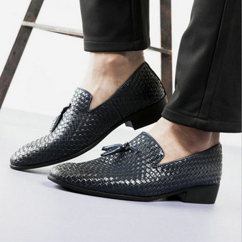 Men Weave Driving Moccasins Удобни Slip on Loafer Shoes Мъжки ежедневни обувки Кожени мокасини Офис обувки голям размер 7yu89