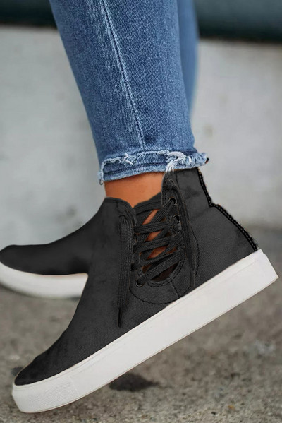 Big Yards Pantofi unici înalți Femei 2023 Europa America Reduceri fierbinți Pantofi de pânză cu șireturi Fermoare laterale Pantofi sport casual de bord