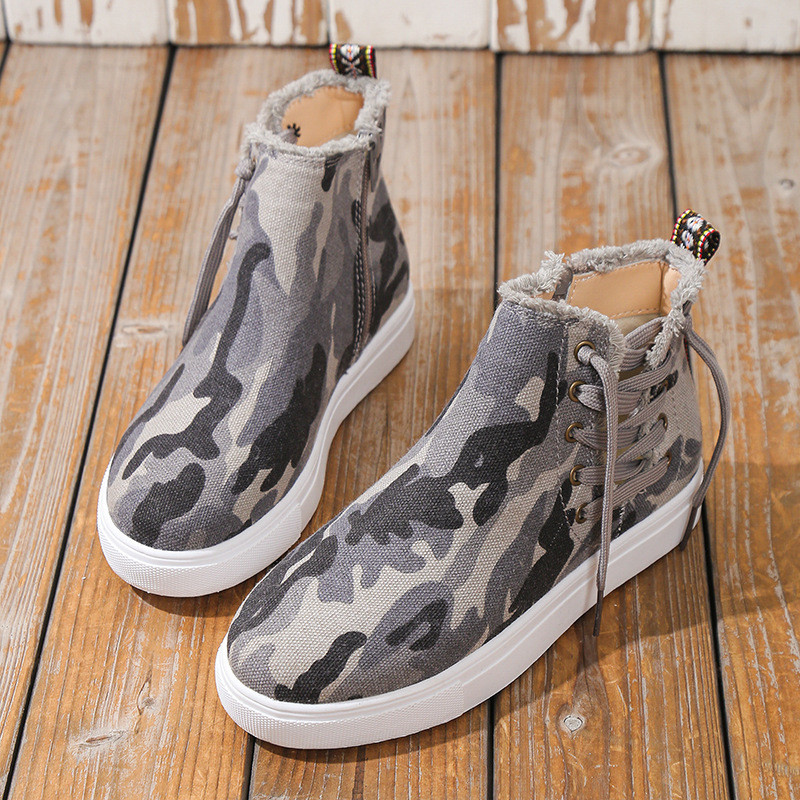 Big Yards visoke jednostruke cipele Ženske 2023. Europa Amerika Vruće rasprodaje Platnene cipele na vezanje i bočne patente Za sportske ležerne cipele