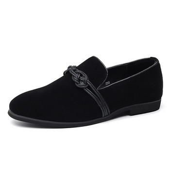 Големи размери Мъжки телешка велурена кожа 2023 Driving Casual Slip On Black Loafers Flats Мъжки мокасини Италиански мъжки дизайнерски маркови обувки
