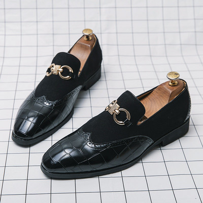 Nauji britų krokodilų raštų zomšiniai kratiniai batai vyrams suknelė vakarinė vestuvė Biuro avalynė Prom Sapato Social Masculino