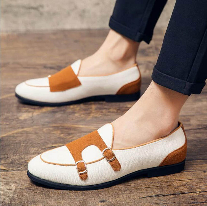 Νέα βρετανικά Vintage Mix Color Monk Strap παπούτσια για άντρες βραδινό φόρεμα γάμου υποδήματα γραφείου Prom Sapato Social Masculino 38-46