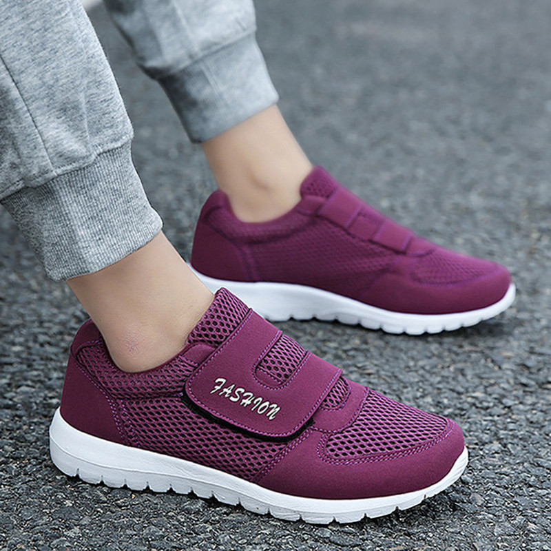 Ženske Hook Loop Solid Fly Woven Mesh Prozračne tenisice za trčanje Ženske Street Friends tenisice Ženske sportske cipele Zapatillas