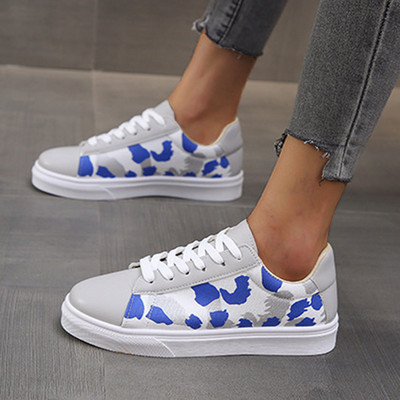 Cipele s modnim printom na vezivanje Ženske ravne cipele s okruglim prstima Mješovite boje Debeli potplat Niske cipele Four Seasons Tenisice za žene