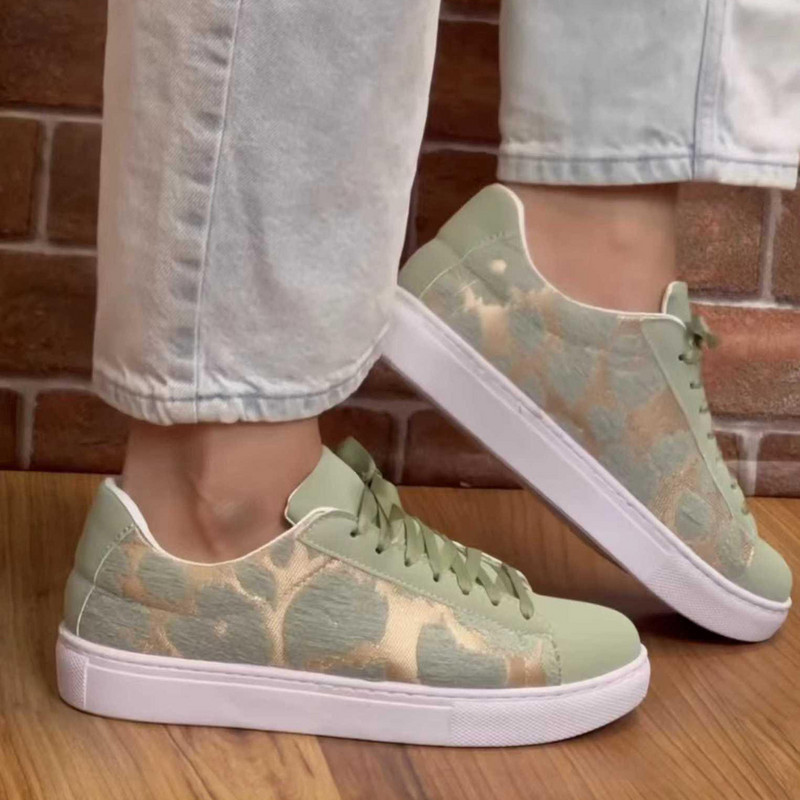 Cipele s modnim printom na vezivanje Ženske ravne cipele s okruglim prstima Mješovite boje Debeli potplat Niske cipele Four Seasons Tenisice za žene