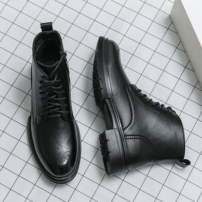 Φθινόπωρο/χειμώνα ιταλικό χειροποίητο 100% Chelsea Boots Ανδρικές καφέ μπότες αμερικανικού στυλ Brogues combat boots man botas militares hombre