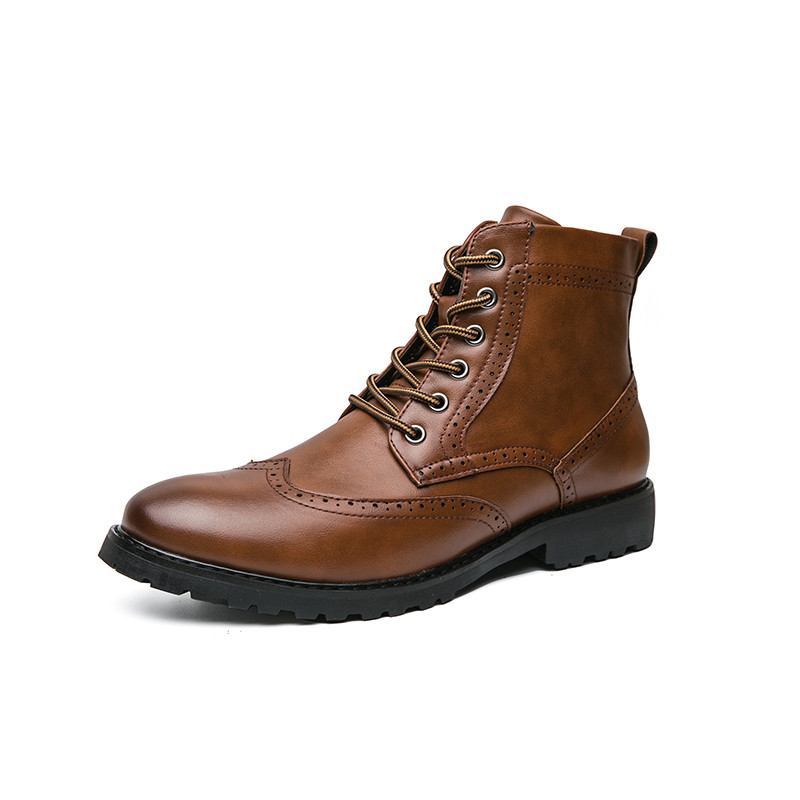 Φθινόπωρο/χειμώνα ιταλικό χειροποίητο 100% Chelsea Boots Ανδρικές καφέ μπότες αμερικανικού στυλ Brogues combat boots man botas militares hombre