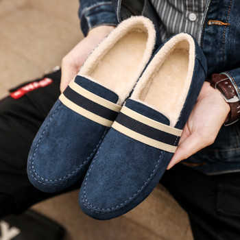 Ανδρικά δερμάτινα loafers Χειμερινά ζεστά, βελούδινα, καθημερινά μοκασίνια slip on ανδρικά φλατ Μόδα παπούτσια Ανδρικά παπούτσια οδήγησης Zapatos De Hombre
