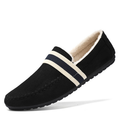 Muške kožne natikače Zimske tople plišane ležerne mokasine natikače Muške ravne modne cipele Muške cipele za vožnju Zapatos De Hombre