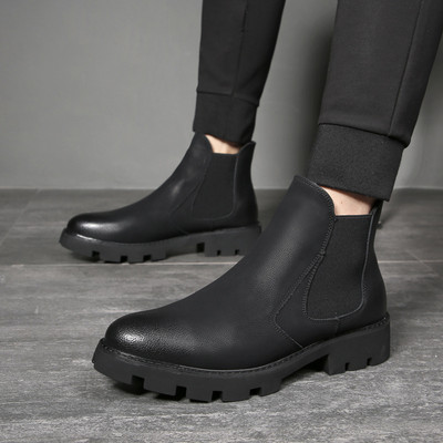 Bărbați, clasici, retro, din  cizme chelsea, cizme la modă, pentru bărbați, ocazionale, britanice, scurte, pantofi cu talpă groasă.