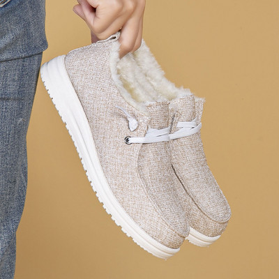 Γυναικεία επίπεδη παπούτσια χαμηλού κοψίματος Χειμώνας 2024 Νέα βελούδινα ζεστά άνετα παπούτσια χιονιού για εσωτερικούς χώρους Αθλητικά παπούτσια από βαμβάκι