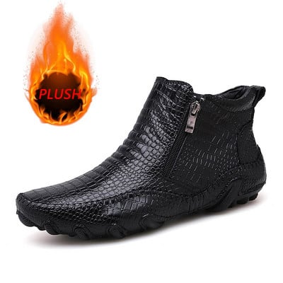 Muške čizme Ležerne cipele od krokodilske kože Kožne gležnjače Jesen Zima Dodatak od pamuka Luksuzna obuća 2020 Novo za muškarce