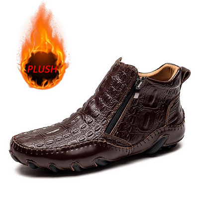 Muške čizme Ležerne cipele od krokodilske kože Kožne gležnjače Jesen Zima Dodatak od pamuka Luksuzna obuća 2020 Novo za muškarce