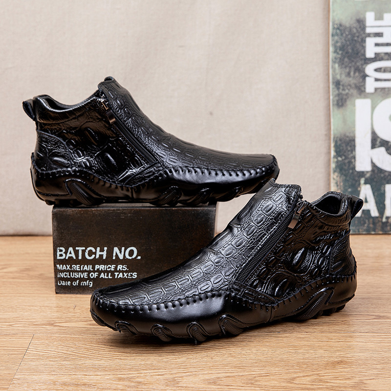Muške čizme Ležerne cipele od krokodilske kože Kožne gležnjače Jesen Zima Dodatak od pamuka Luksuzna obuća 2020 Novo za muškarce