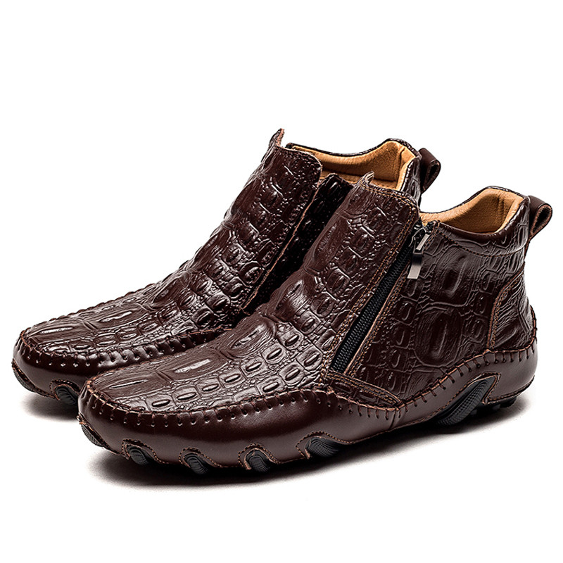 Muške čizme Ležerne cipele od krokodilske kože Kožne gležnjače Jesen Zima Dodatak od pamuka Luksuzna obuća 2020 Novo za muškarce