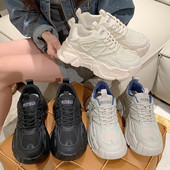 Γυναικεία παπούτσια με κορδόνια με μεσαίο τακούνι 2023 άνοιξη και φθινόπωρο με στρογγυλή πλατφόρμα με δίχτυα γυναικεία παπούτσια sneakers γυναικεία αθλητικά παπούτσια