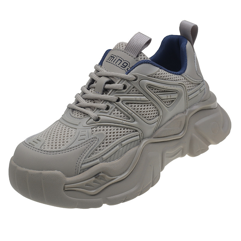 Γυναικεία παπούτσια με κορδόνια με μεσαίο τακούνι 2023 άνοιξη και φθινόπωρο με στρογγυλή πλατφόρμα με δίχτυα γυναικεία παπούτσια sneakers γυναικεία αθλητικά παπούτσια