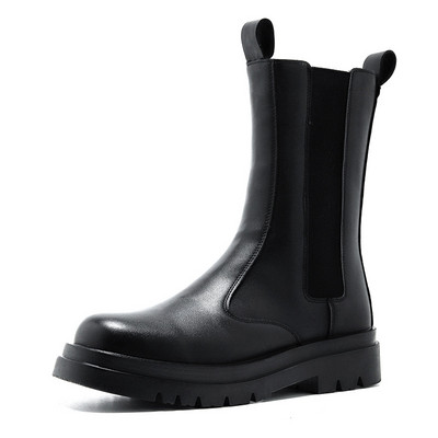 Cizme Chelsea din piele despicată de modă pentru bărbați Botine cu fermoar Încălțăminte pentru bărbați Cizme clasice cu platformă