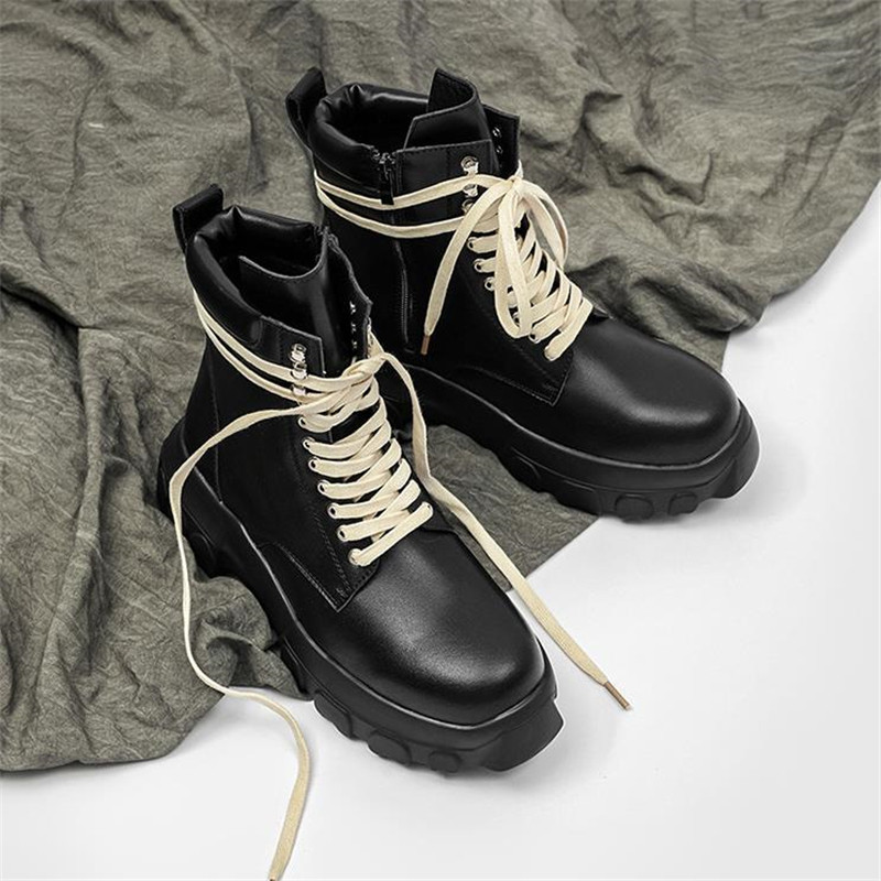 Ανδρικές από Πλατφόρμας Ανδρικές μπότες με κορδόνια στο πλάι με φερμουάρ Ψηλά τοπ casual παπούτσια Rock αθλητικά παπούτσια