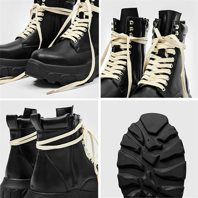 Ανδρικές από Πλατφόρμας Ανδρικές μπότες με κορδόνια στο πλάι με φερμουάρ Ψηλά τοπ casual παπούτσια Rock αθλητικά παπούτσια