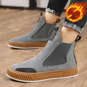 Noi de iarnă pentru bărbați, cizme de zăpadă calde de pluș, pantofi oxford în aer liber, pantofi pentru bărbați, încălțăminte Chelsea, stil punk, pantofi casual