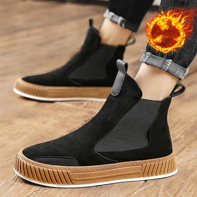 Noi de iarnă pentru bărbați, cizme de zăpadă calde de pluș, pantofi oxford în aer liber, pantofi pentru bărbați, încălțăminte Chelsea, stil punk, pantofi casual