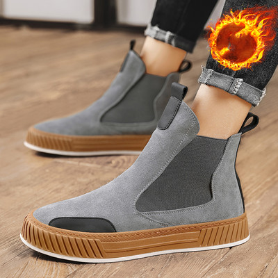 Noi de iarnă pentru bărbați, cizme de zăpadă calde de pluș, pantofi oxford în aer liber, pantofi pentru bărbați, încălțăminte Chelsea, stil punk, pantofi casual