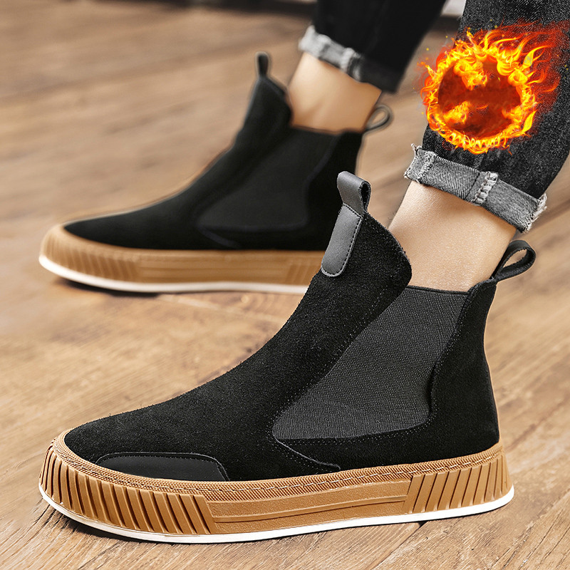 Noi de iarnă pentru bărbați, cizme de zăpadă calde de pluș, pantofi oxford în aer liber, pantofi pentru bărbați, încălțăminte Chelsea, stil punk, pantofi casual