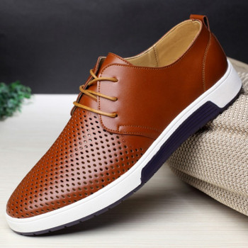 Мъжки кожени ежедневни обувки Марка Удобни обувки за мъже Оксфорд обувки с връзки Модни мокасини Homme Плюс размер 38-50