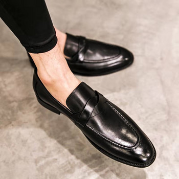 Плюс размер 38-48 Мъжки кожени ретро официални обувки за мъже Черни кафяви сватбени мокасини Hombre Moccasin Derby Ежедневни обувки