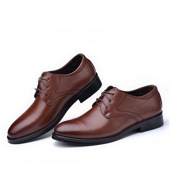 Mazefeng Нови мъжки кожени обувки Бизнес мъжки обувки Модни ежедневни сватбени обувки Удобни мъжки обувки с остри едноцветни мъжки обувки