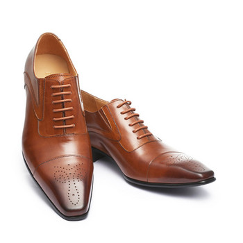 Мъжки официални обувки Оксфордски обувки за мъже Сватбени обувки с връзки Кожени бизнес обувки 3 цвята плюс размер 38-48