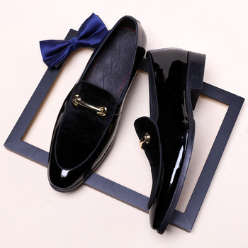 Луксозни бизнес кожени обувки Оксфорд Мъжки дишащи лачени официални обувки Голям размер Мъжки офис сватбени обувки Мъжки черни