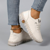 Tenisice Ženske cipele Kožne mokasine Ženske cipele Udobne natikače Konac za ručno šivanje Mama Cipele Zapatillas De Mujer