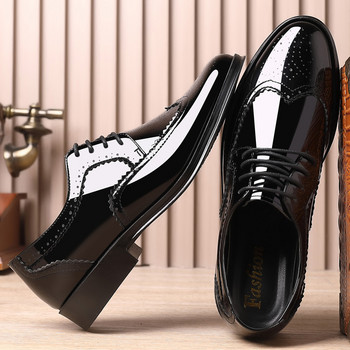 Мъжки официални обувки, бели кожени бизнес ежедневни обувки, модни мъжки обувки, рокля, офис, сватбени обувки с броги, социални обувки, мъжки
