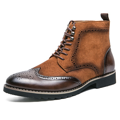 Modne patchwork kožne čizme za muškarce Chelsea čizme od brušene kože i podijeljene kože Svečane zimske oksfordice za slobodno vrijeme