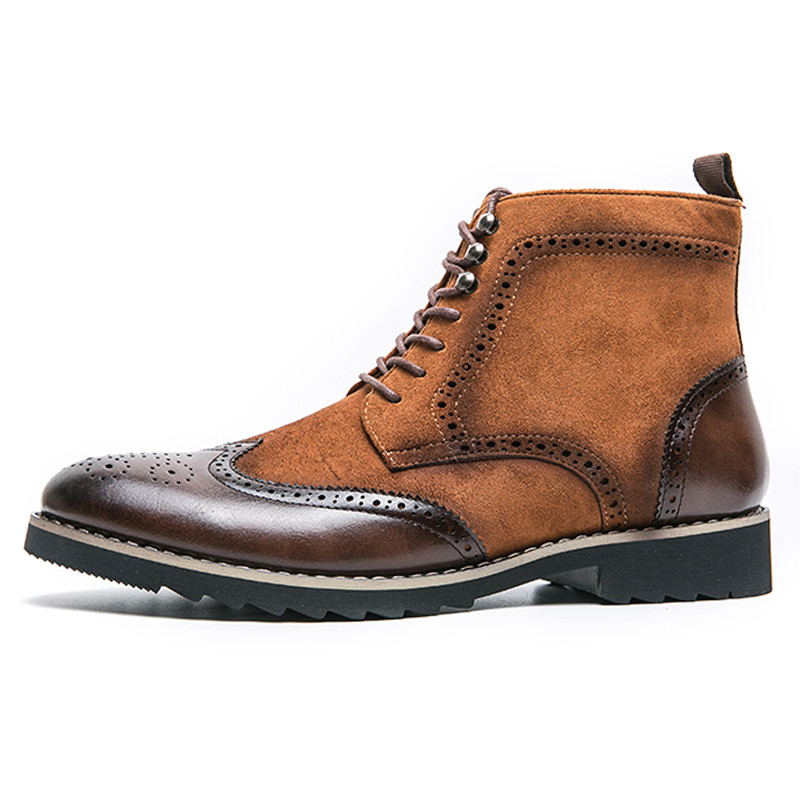 Modne patchwork kožne čizme za muškarce Chelsea čizme od brušene kože i podijeljene kože Svečane zimske oksfordice za slobodno vrijeme