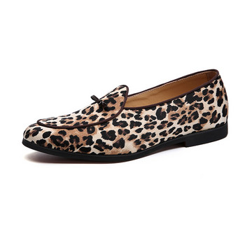 Ανδρικά παπούτσια Casual Ανδρικά Μόδα Leopard Bowknot Party Wedding Flats Ανδρικά ελαφριά άνετα Loafers οδήγησης Μοκασίνια Μεγέθη 37-48